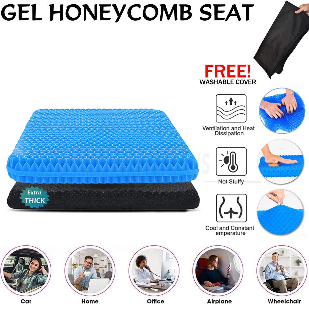 Honeycomb Breathable Gel Seat Cushion Cooling Double Thick Layer Sitting Pad Mat