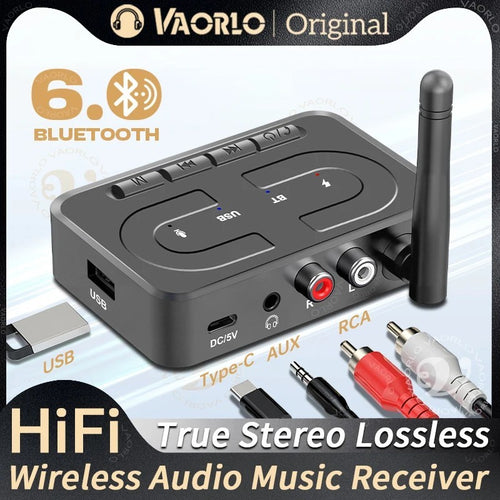 6.0 Bluetooth Receiver Wireless Transmitter HiFi Audio Adapter 3.5mm AUX to RCA
