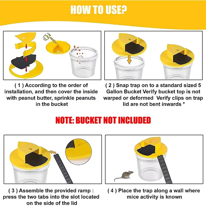 Intelligent Pitfall Mouse Catcher Trap Bucket Flipping Sliding Bucket Lid Automatic Reset After Catching Mice