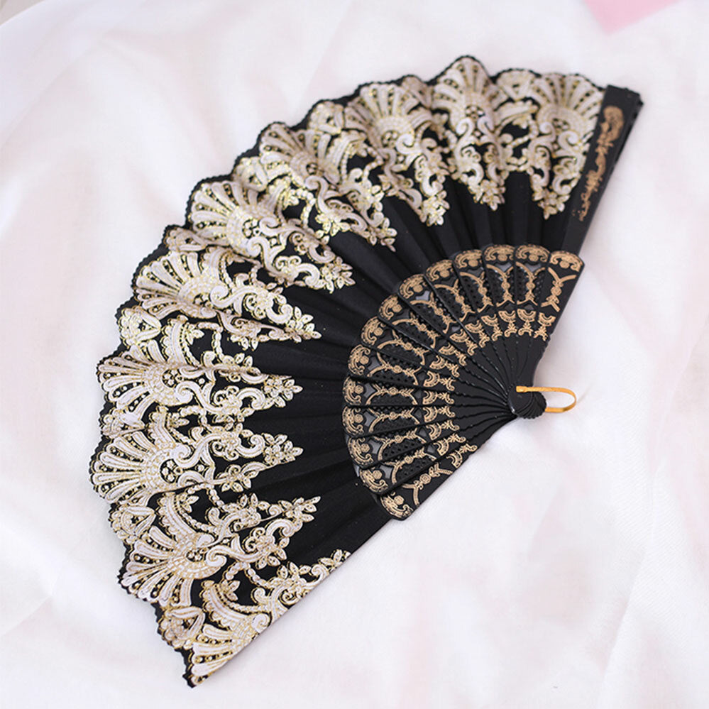 Lace Folding Fan Dance Party Spanish Style Wedding Silk Hand Held Nice Flower
