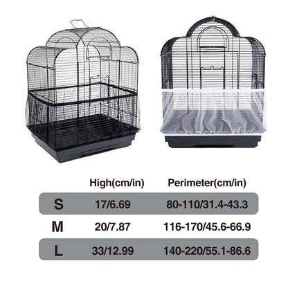 Pet Bird Cage Seed Catcher Guard Skirt Mesh Nylon Cover S/M/L Secure Skirt Mesh