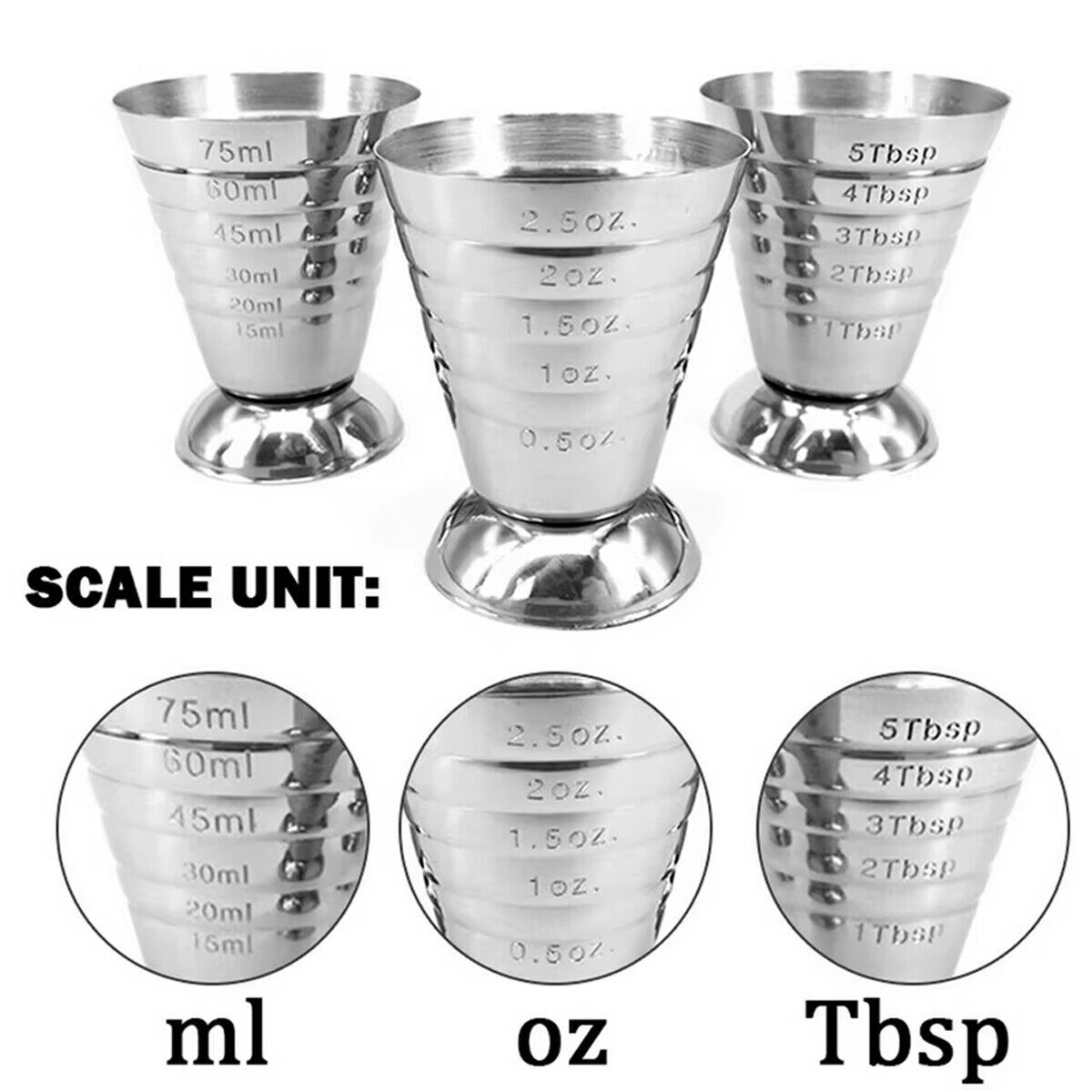 75ml Stainless Steel Cocktail Jigger Bartending Measuring CupBar Tool Dual Sided