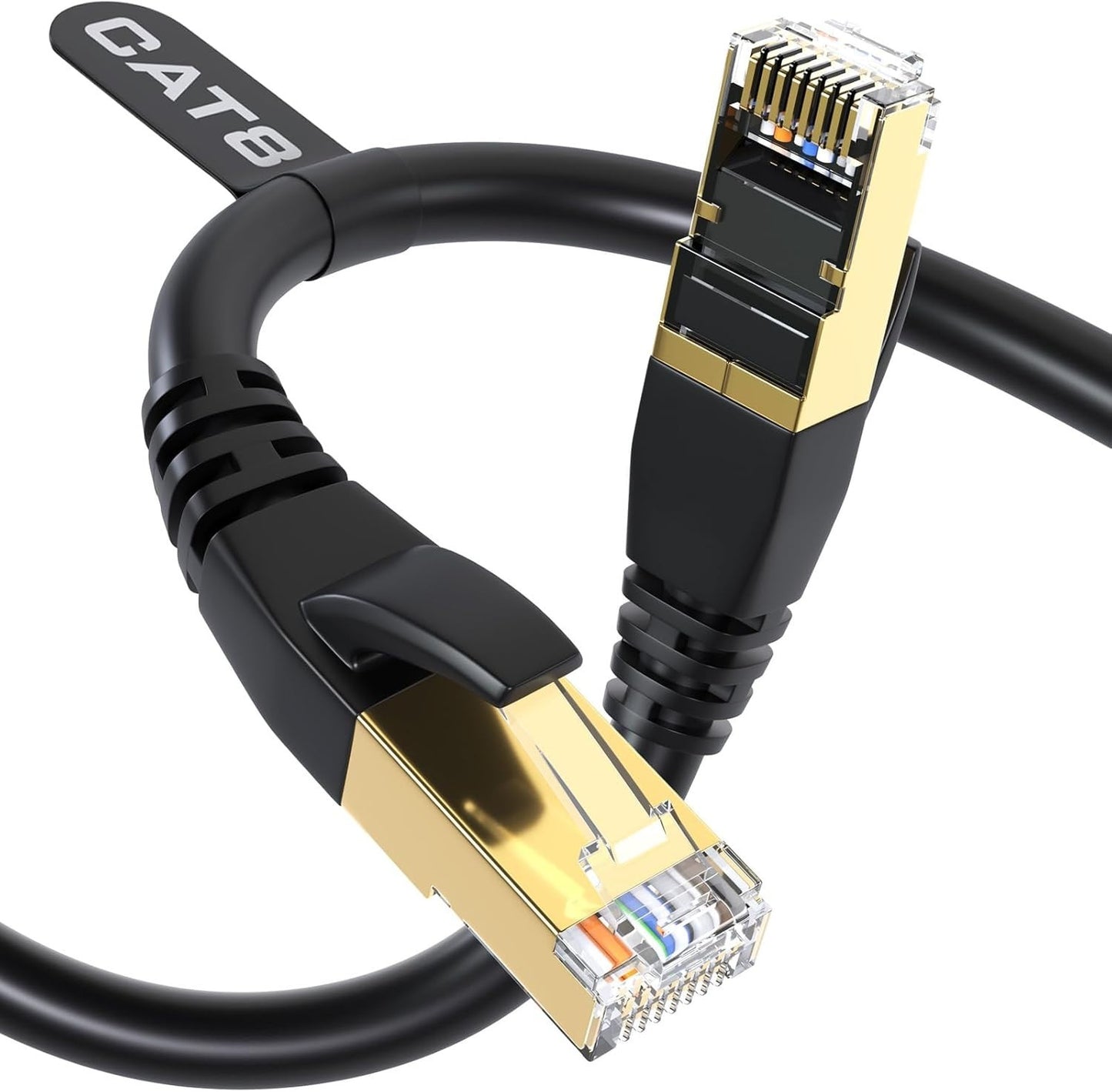 0.5M~30M CAT8 CAT7 RJ45 Round Network Cable Shielded Grounding Black lot