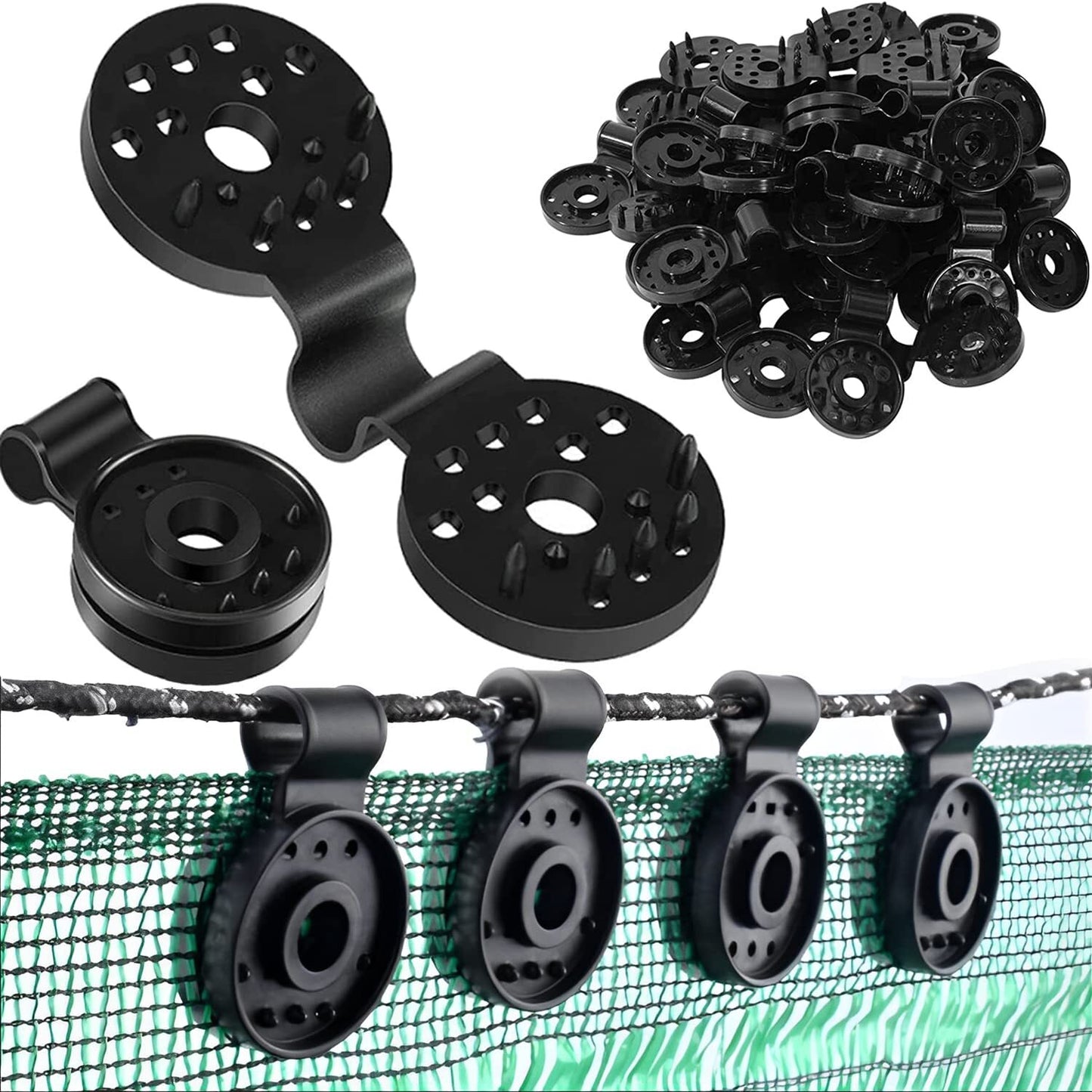 UP 100X Shade Cloth Plastic Clips Round Plastic Black Clips for Sun Shade Net AU