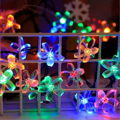 100 LED Solar String Lights Peach Flower Fairy Outdoor Garden Party Decor