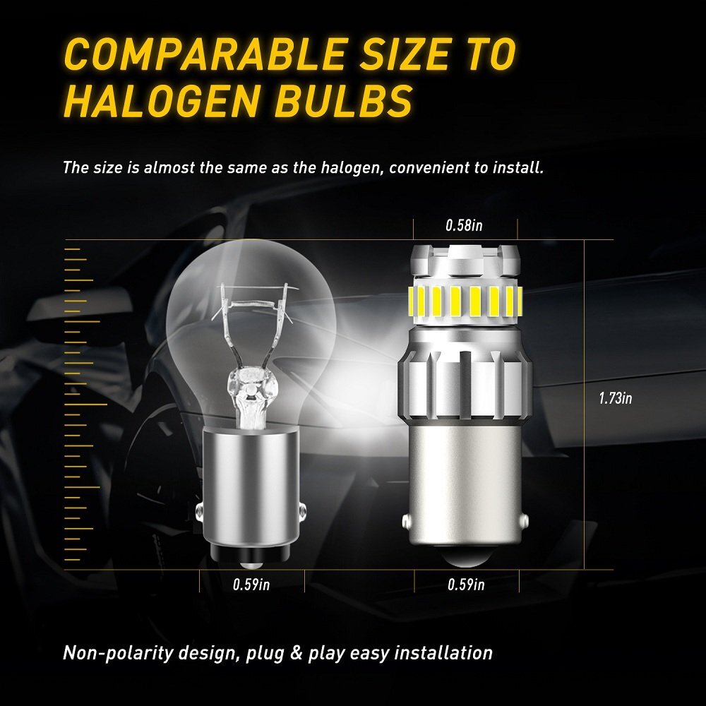 AUXITO 1156 BA15S P21W Canbus LED Reverse Stop Turn Light Bulb Globe 6500K White