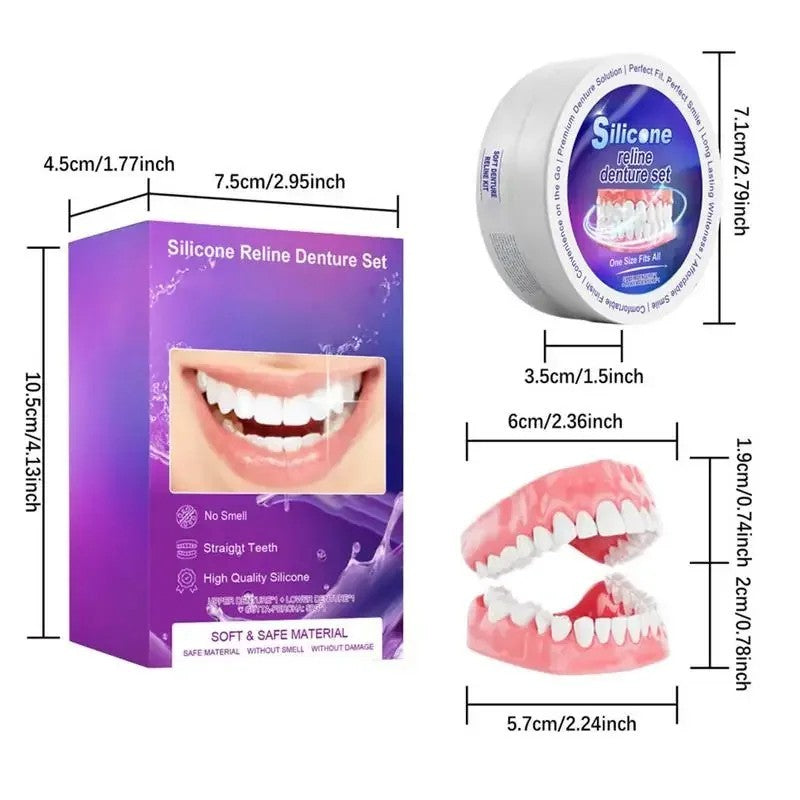 Silicone Denture Set Teeth Comfort Fit Silicone Denture Set for Women Men AUS