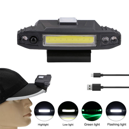 Rechargeable USB LED Headlamp Clip on Cap Hat Light Head Torch Fishing Camp Lamp