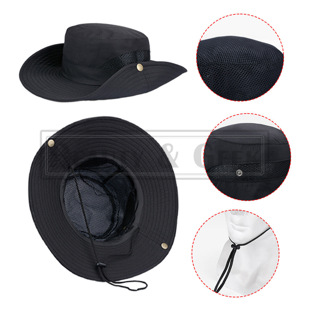 Men Wide Brim Bucket Hat UV-proof Cap Fishing Hiking Camping Beach Outdoor Sun
