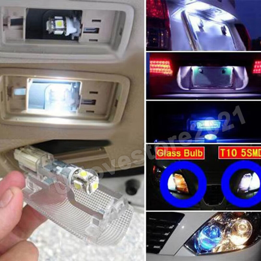 50PCS T10 5SMD Interior Light Bulb Wedge Plate Parker Tail Globe Dash Parking AU
