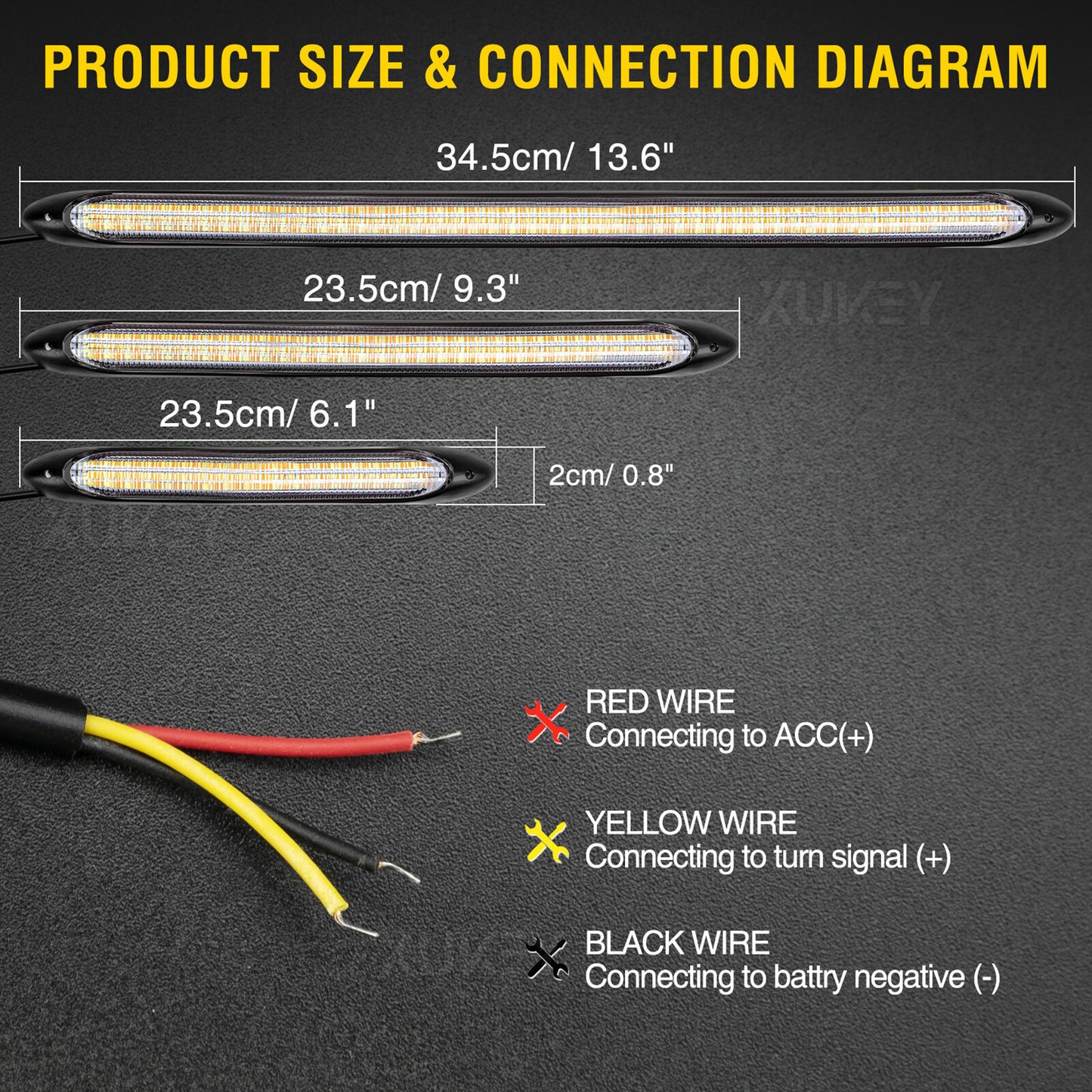 2x Car Sequential Tube Strip Turn Signal Indicator DRL Daytime Running LED Light