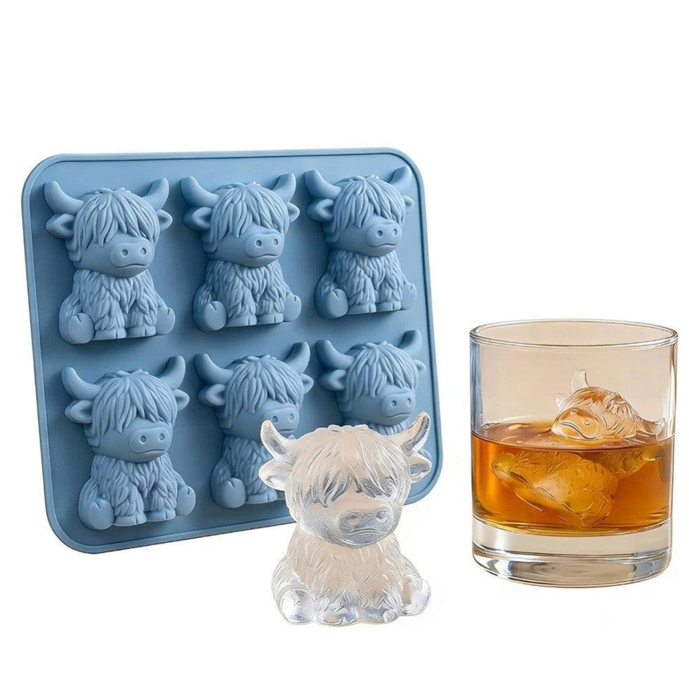 3D Highland Cow Ice Cube Tray Silicone Ice Ball Maker Mold for Whiskey Cocktails