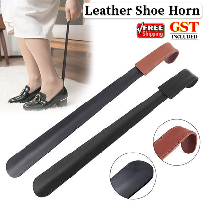 42cm Shoe Horn Long Leather Metal Handle Shoehorn Stainless Steel Lifter Tool