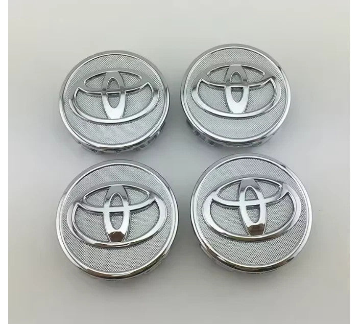 Set of 4 Toyota 62mm Silver Centre Wheel Hub Caps Emblem Badge Camry Hilux RAV4