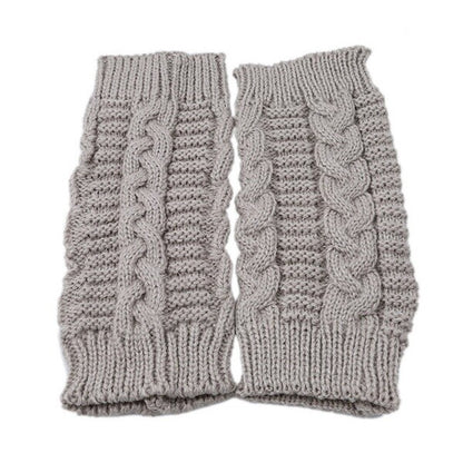Women Lady Girl Knitted Crochet Short Winter Warmer Braided Arm Fingerless Glove