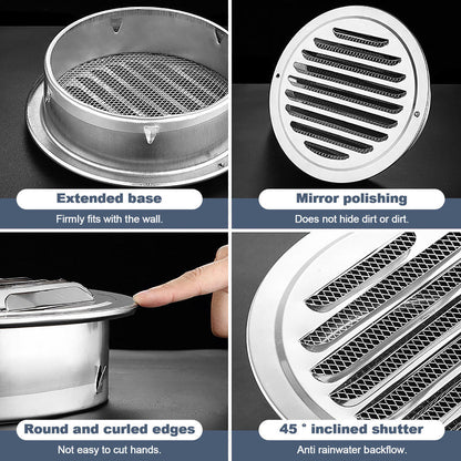 Ø 70-200mm Stainless Steel Ventilation Air Vent Grille Cover Metal Duct Circle-