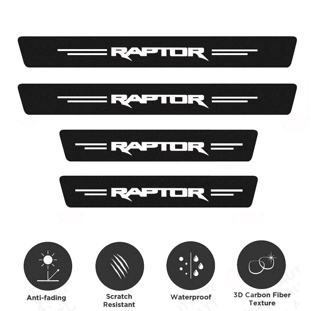 4pcs Compatible with Ford Ranger Raptor Door Sill Plate Cover Panel Protector Stickers
