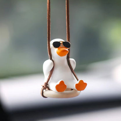 Cute Swing Duck Car Pendant Car Mirror Swinging Duck Car Hanging Ornament AU