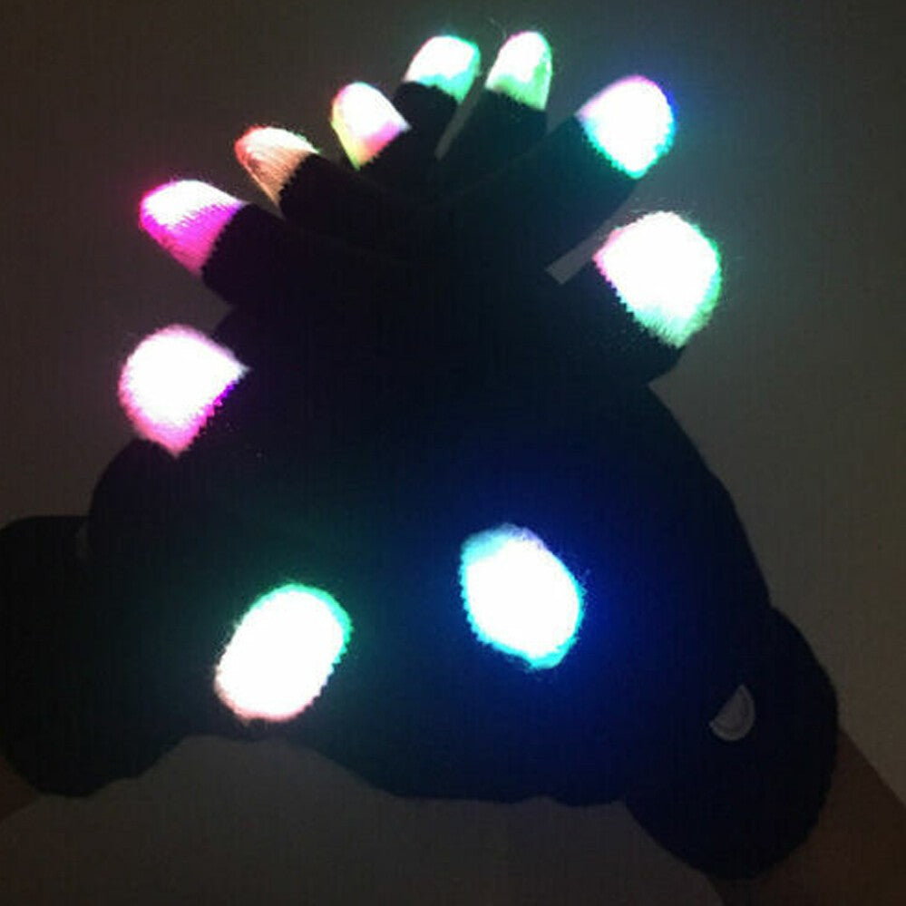 Flashing Gloves Glow 7 Mode LED Rave Light Finger Lighting Mitt Party Glow Games