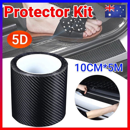 10CM*5M Carbon Fiber Car Sticker Door Sill Scuff Anti-Scratch Tape Protector Ki
