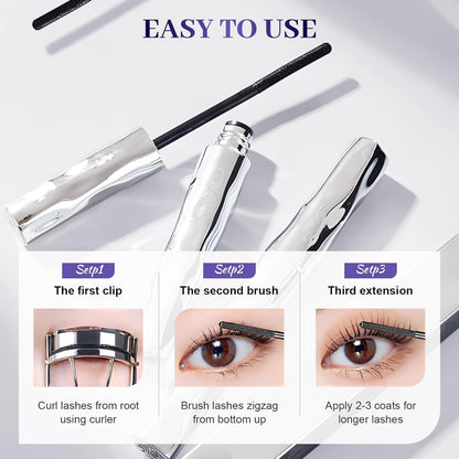 Washable Wand Mascara 3D Curling Waterproof Sweatproof Iron Mascara Long Lasting