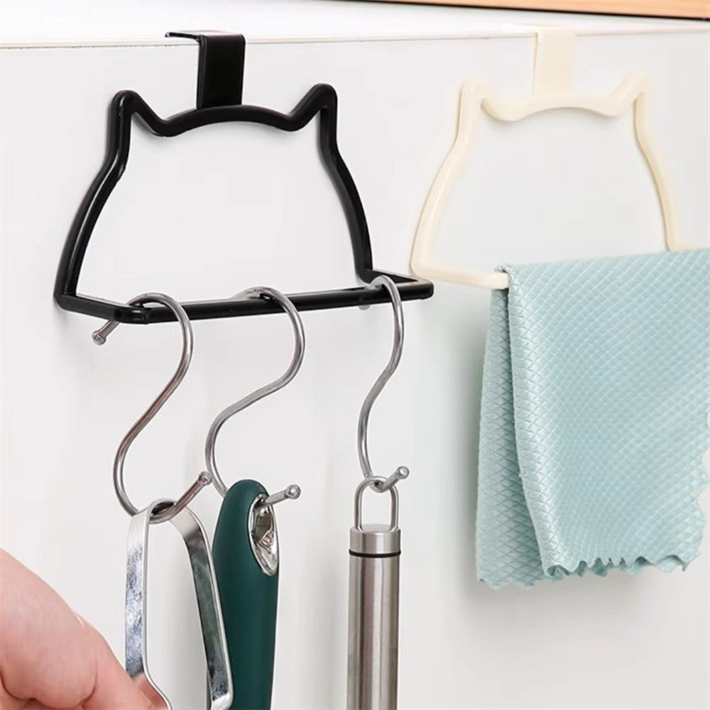 Punch-free Towel Rack Cat-Shaped Door Back Hook  Home Organizer