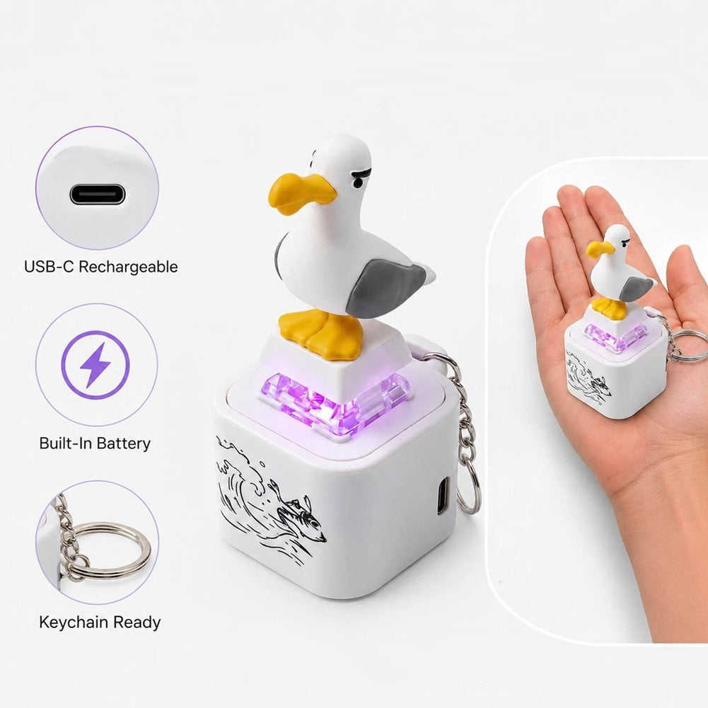 Seagull Mine Keychain,Button with Sound Rechargeable Keyboard Clicker Fidget Toy