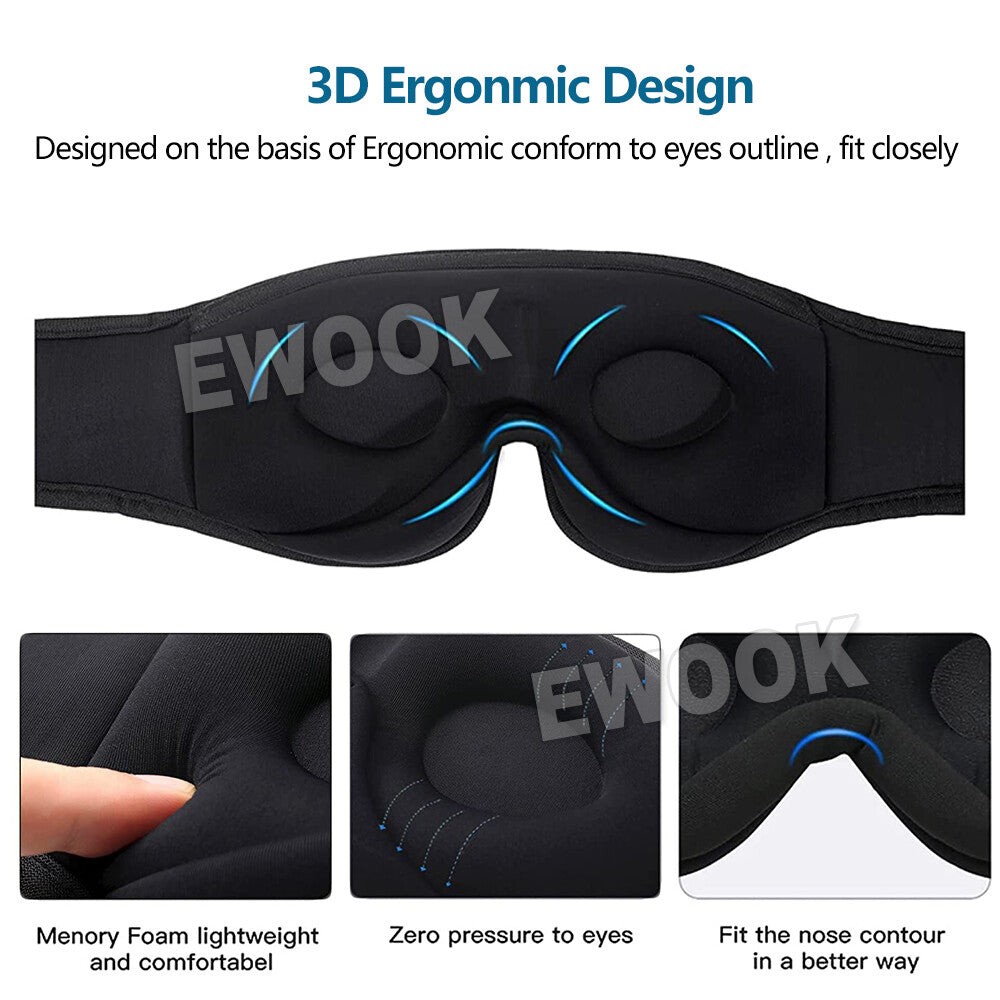 Wireless Bluetooth 5.0 Stereo Eye Mask Headphones Earphone Sleep Music Headband