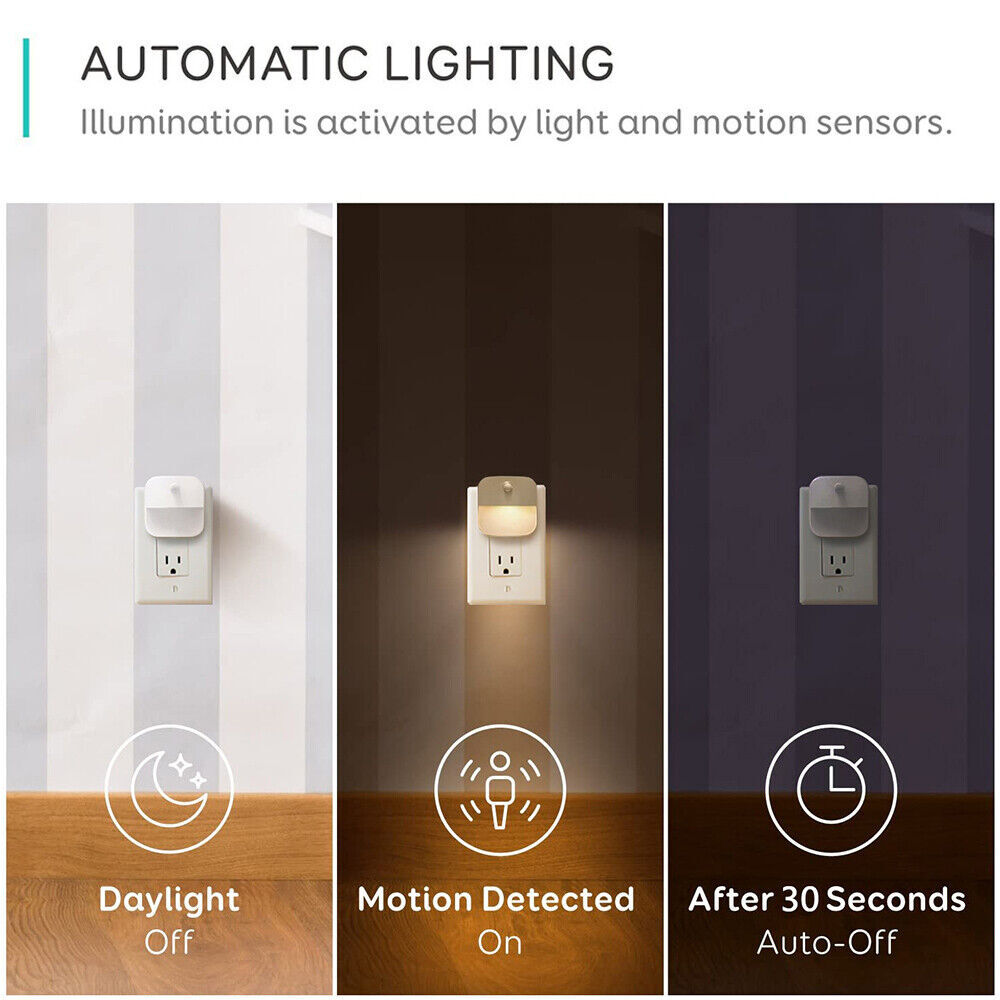 AU Plug-in LED Motion Sensor Night Light Dusk to Dawn Sensor Hallway Nightlight