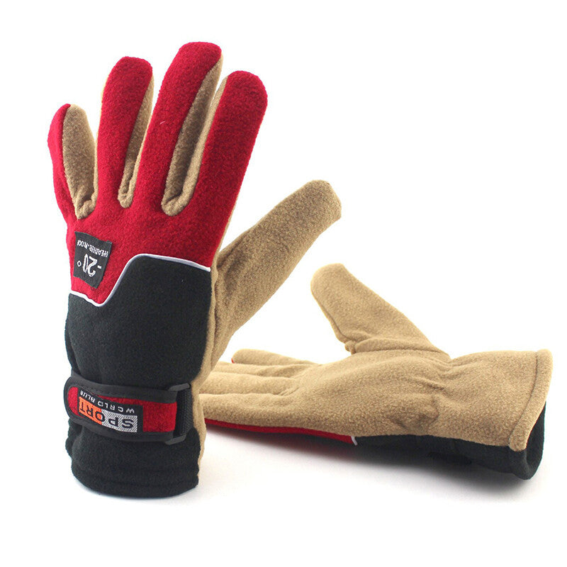 -20℃ Winter Warm Fleece Gloves Men Thermal Sports Cycling Snow Thick Gloves