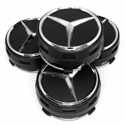 4 75mm Wheel Centre Hub Caps AMG Black Alloy For Mercedes Benz A B C E Class AU