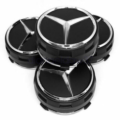 4 75mm Wheel Centre Hub Caps AMG Black Alloy For Mercedes Benz A B C E Class AU