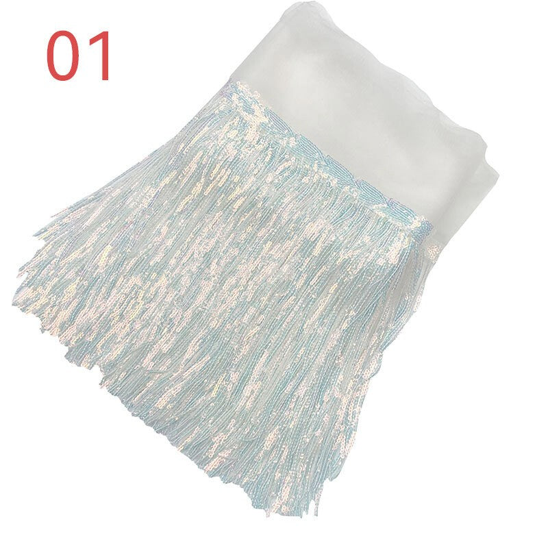 AU 10Y Sequin Fringe Trim Tassel Glitter Lace Fringes for Dance Clothes Dress
