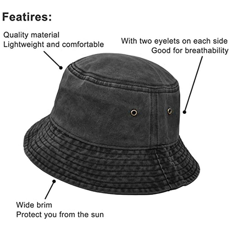 Unisex Men Women Washed Cotton Outdoor Camping Sports Bucket Fisherman Hat Style