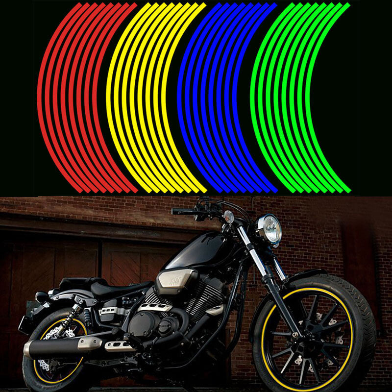 17"/18" Reflective Rim Tape Wheel Stripe Decal Trim Sticker For Car Motorcycle