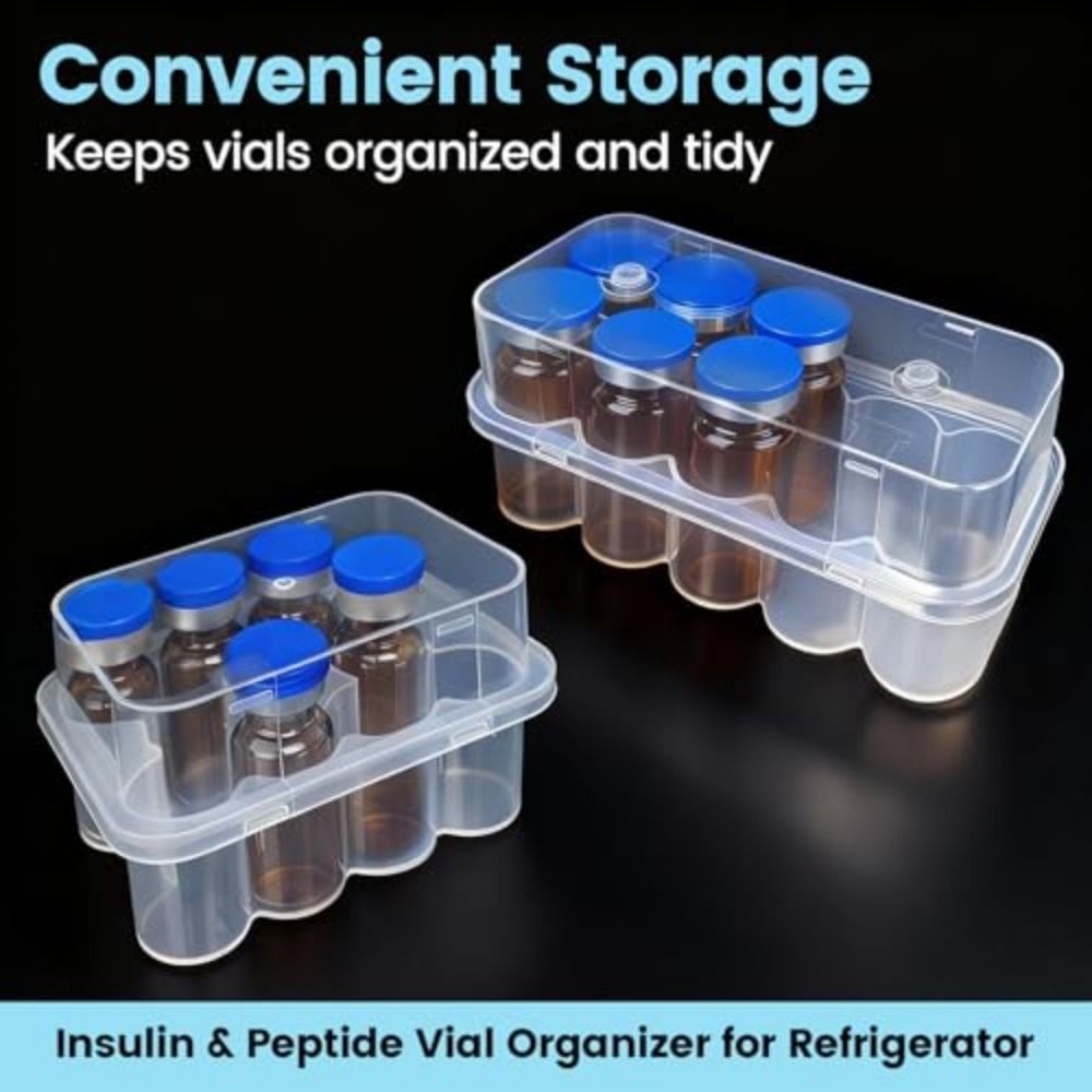 10-Slot Vial Storage Case Stackable Freezer Tube Box  Diabetic Supplies