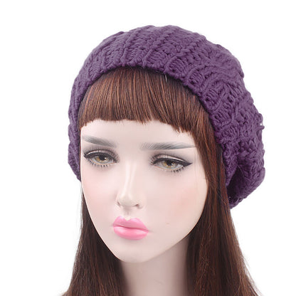 Women Lady Beret Cap girl Slouch Knitted Crochet Winter Beanie Hat Warm Baggy
