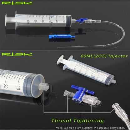 Tire Tubeless Valves Tubeless Sealant Injector 60ml Syringe Rubber Hose Kit