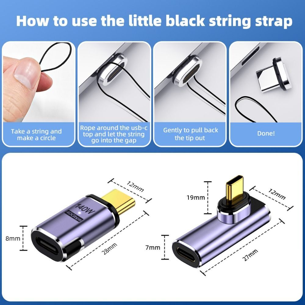 Tablet OTG Adapter Data Transfer 140W 40Gbps Magnetic Type-C Converter USB 4.0