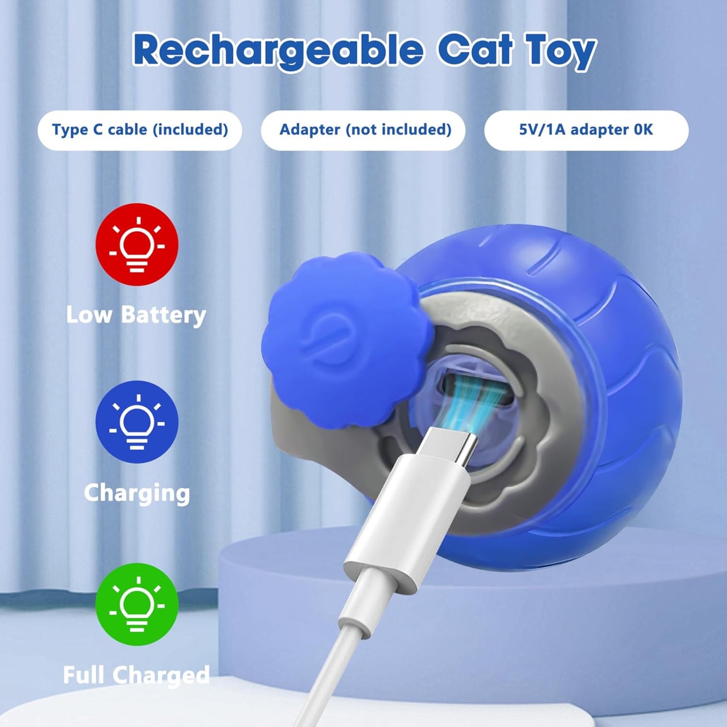 Automatic Rolling Ball Smart Cat Dog Toy Electric Pet Self-moving Kitten Game au