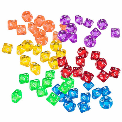 10pcs 10 Sided Dice D10 Polyhedral Dice for Table Games