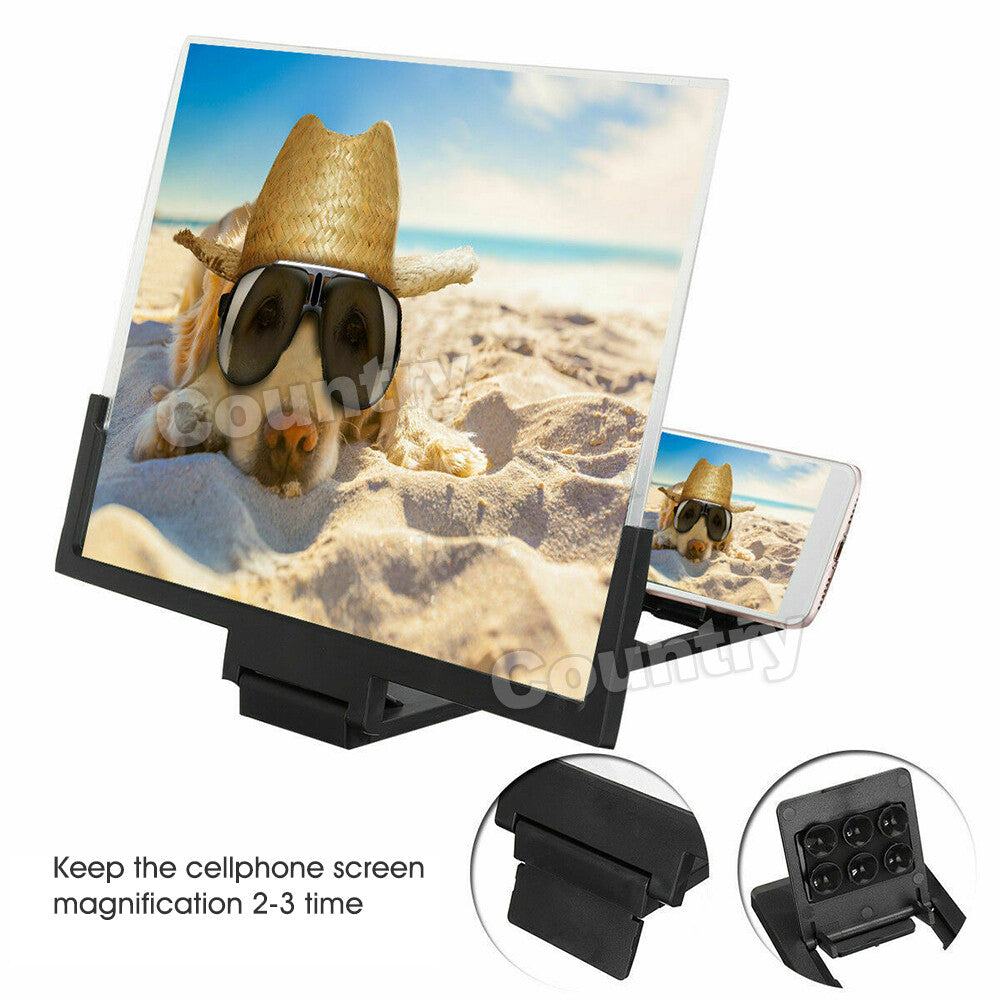14'' Folding Mobile Phone Screen Magnifier 3D HD Amplifier Stand Bracket Enlarge