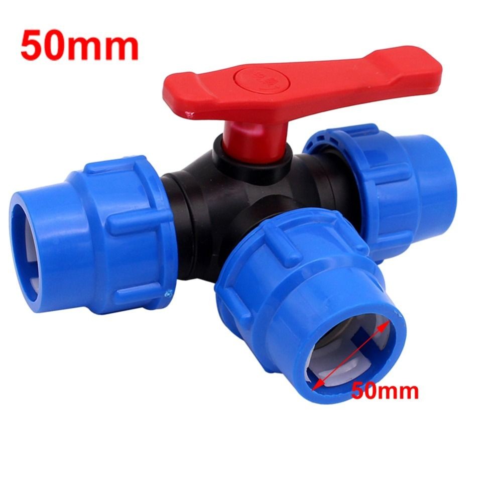 Irrigation 3-Way Ball Valve 20/25/32/40/50mm Water Pipe Fittings  Lawn