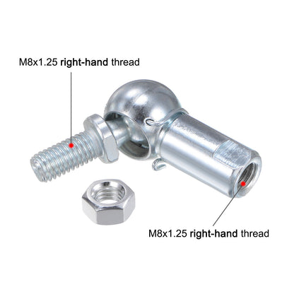4Pcs CS13 M8 Angle Ball Joint M8x1.25 Right Hand Thread A3-Steel