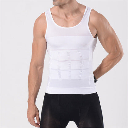 Mens Slimming Body Shaper Underwear Corset Compression Vest Singlet Dad Bod Tops