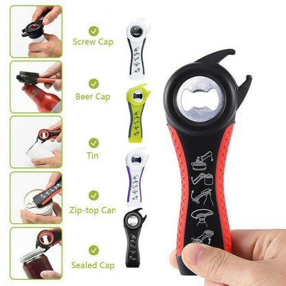Multi-Use Bottle Opener Non Slip Screw Beer Can Jar Lid Top Remover Kitchen Tool