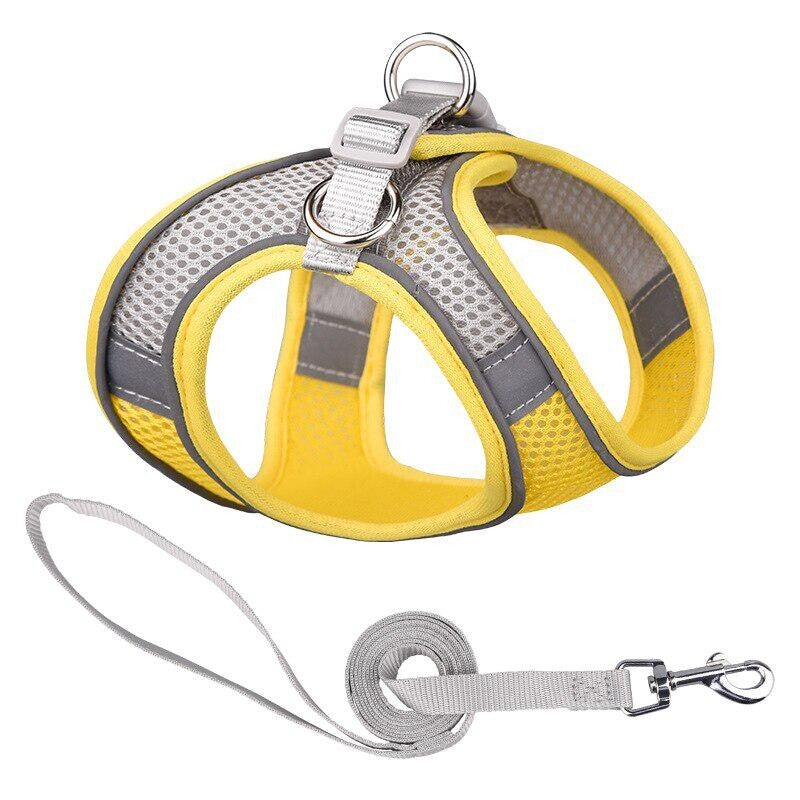 Soft Mesh Step in Dog Harness+Lead Set Reflective Breathable Vest for Puppy Cats