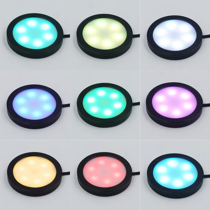 USB LED Under Cabinet Light Kit RGB Puck Lamp Counter Kitchen Display Dimmable