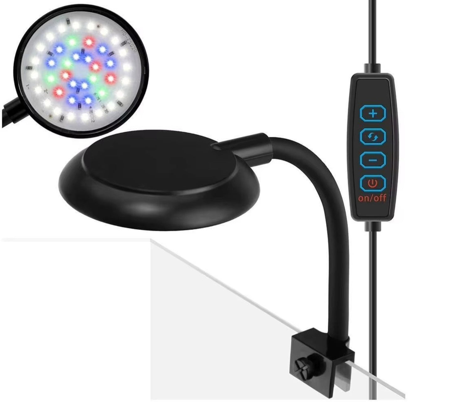5W/7W Clip On LED Aquarium Light Small Fish Tank Light USB Dimmable Moving Lamp