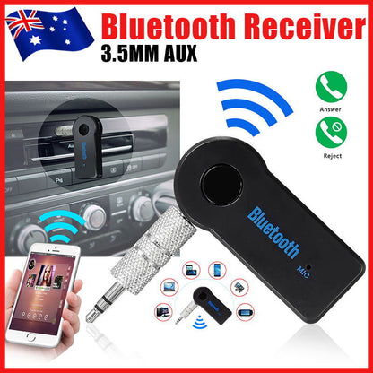 NEW 1PC WIRELESS BLUETOOTH TO AUX 3.5MM AUDIO STEREO CAR MUSIC RECEIVER AU STOCK